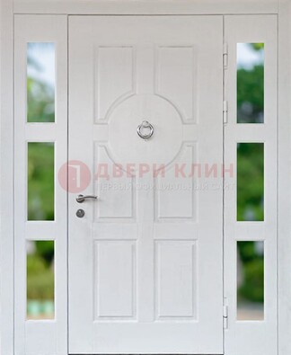 Белая стальная дверь со стеклом и фрамугами ДС-20 в Коломне
