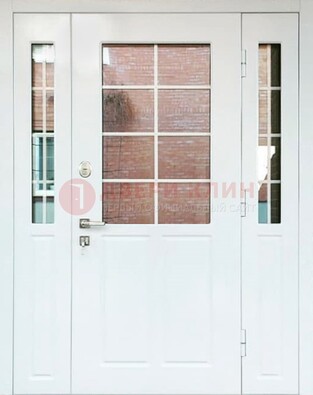 Белая стальная дверь со стеклом и фрамугами ДС-27 в Коломне