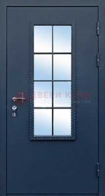 Темная металлическая дверь порошок со стеклом ДС-34 в Коломне