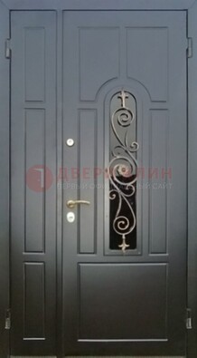 Металлическая дверь Винорит со стеклом в темном цвете ДСК-276 в Коломне