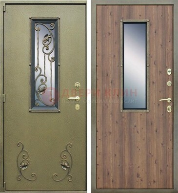 Офисная железная дверь со стеклом и ковкой ДСК-44 в Коломне