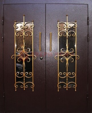 Металлическая дверь с ковкой и остеклением ДСК-49 в Коломне
