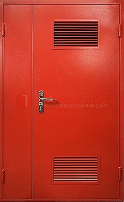 Красная железная техническая дверь с вентиляционными решетками ДТ-4 в Коломне