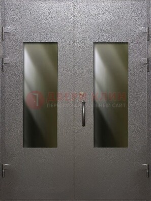 Серая тамбурная дверь со стеклянными вставками ДТМ-8 в Коломне