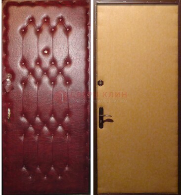 Бордовая металлическая дверь с винилискожей ДВ-1 в Коломне