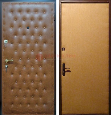 Желтая железная дверь с винилискожей ДВ-2 в Коломне