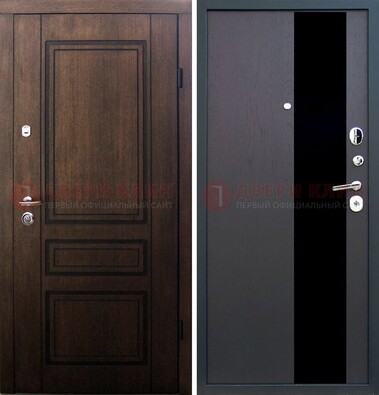 Входная дверь Итальянский орех с МДФ с черным стеклом ДМ-1199 в Коломне