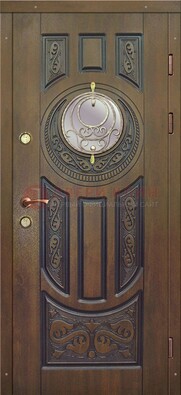 Одностворчатая входная дверь с виноритом и стеклом ДВТ-193 в Коломне