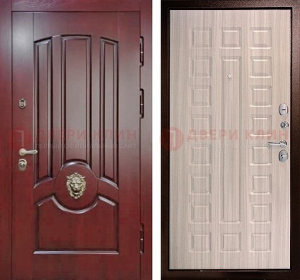 Темно-красная входная дверь с виноритом ДВТ-234 в Коломне