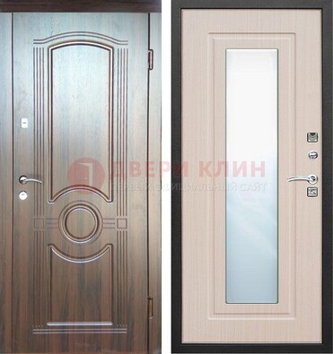 Светло-коричневая дверь c виноритом с узором и филенчатой МДФ ДЗ-120 в Коломне