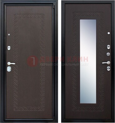 Темная стальная дверь с зеркалом ДЗ-20 в Коломне