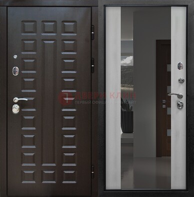 Коричневая металлическая дверь с зеркалом ДЗ-22 в Коломне