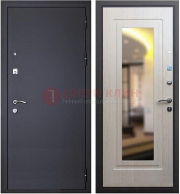Черная металлическая дверь с зеркалом ДЗ-26 в Коломне