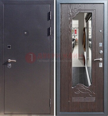 Черная входная дверь с зеркалом МДФ внутри ДЗ-29 в Коломне