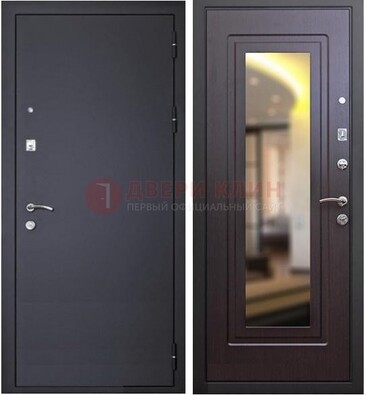 Черная железная дверь с зеркалом ДЗ-30 в Коломне