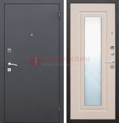 Черная входная дверь с зеркалом МДФ внутри ДЗ-31 в Коломне