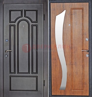 Темная железная дверь с зеркалом ДЗ-35 в Коломне