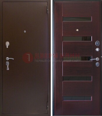 Темная железная дверь с зеркалом ДЗ-42 в Коломне