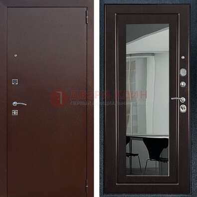 Металлическая дверь с порошковым напылением с МДФ и зеркалом ДЗ-61 в Коломне