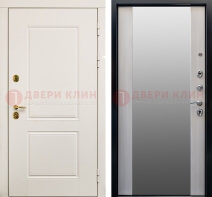 Белая стальная дверь с большим зеркалом ДЗ-73 в Коломне