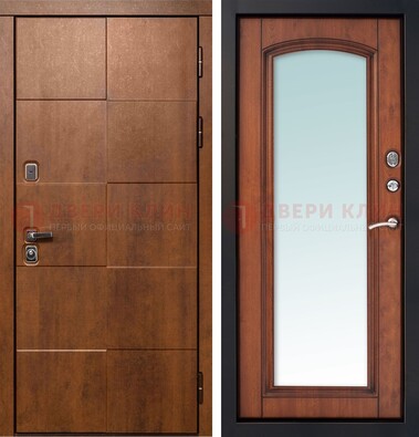 Белая филенчатая дверь с фрезерованной МДФ и зеркалом ДЗ-81 в Коломне
