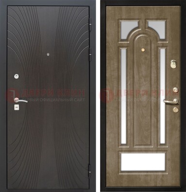 Темная металлическая дверь МДФ с различными зеркальными вставками внутри ДЗ-82 в Коломне