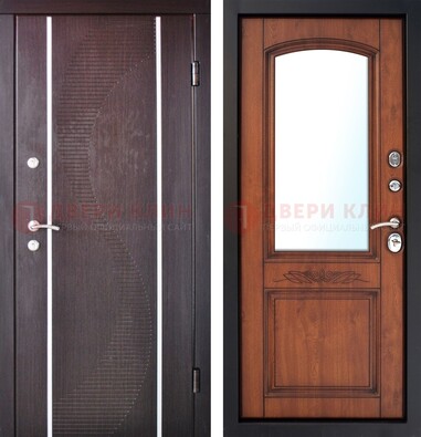 Входная дверь с МДФ и МДФ внутри с зеркалом ДЗ-88 в Коломне