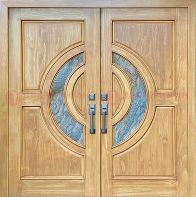 Двухстворчатая металлическая дверь с витражом ВЖ-11 в Коломне